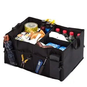 custom logo black oxford Premium multi-function foldable car trunk organizer Collapsible car Storage bag Organizer box