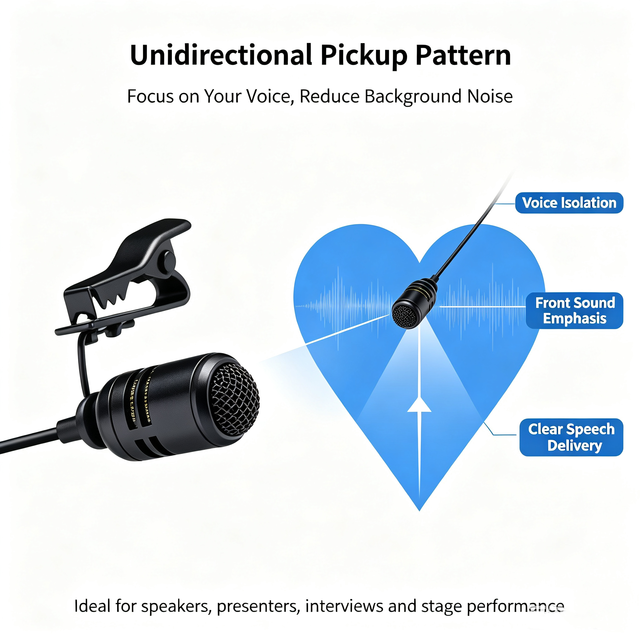 Omnidirectional Lapel Microphone Wired Collar Clip Mic for Conference Theater Stage Live Broadcast Recording