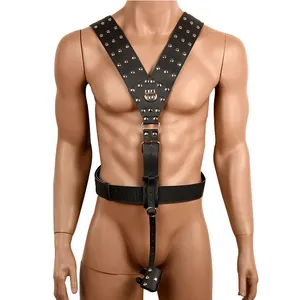 Adult Toys Male Leather Bondage With Cock Ring Fetish Bondage Harness For Men