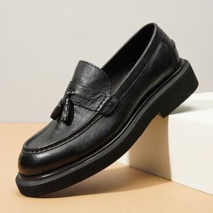 Nouvelles Chaussures Décontractées à Plateforme Façonnées à la Main pour Hommes, Rehaussantes, en Cuir de Vachette Haut de Gamme avec Bordure Frangée, Idéales pour les Affaires et les Occasions Formelles - Product Image 5