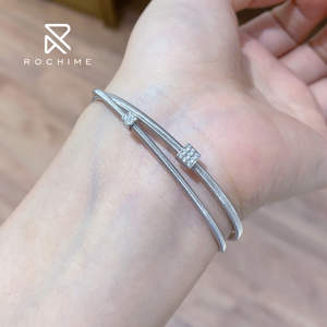Pulsera de línea dorada de doble capa Rochime, joyería de circón 5a chapada en rodio de Plata de Ley 925 para mujer - Product Image 5