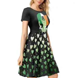 Top Selling Product Ireland St. Patrick's Day Birthday Party Dress Evening Party Dress Short sleeve Summer A-Line Casual Dresses