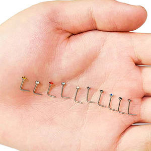 Cristal Acier Inoxydable Nez <span class=keywords><strong>Aiguille</strong></span> spirale cz Nez Anneau Nez Nail Piercing Bijoux - Product Image 2