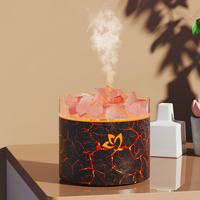 Diffuseur d'arômes à effet flamme, humidificateur à sel de cristal, diffuseur ultrasonique de brume, machine à parfum aux huiles essentielles avec lumière à 8 couleurs pour la maison