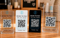 Support de paiement sans contact en acrylique personnalisé avec code QR à scanner, en forme de L, pour café