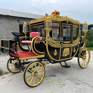 Calèche électrique de style européen ZOWN, 4 places, vintage, pour mariage, princesse, décorée en noir et or, sans chevaux - Product Image 5