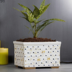 Jardinières <span class=keywords><strong>carrées</strong></span> Pot exclusif Lane Mughal Roots Floral Céramique peinte à la main Toutes saisons - Product Image 2