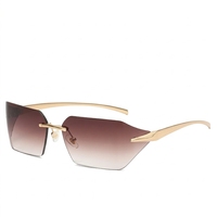 Lunettes de soleil sans monture à verres incurvés pour femmes et hommes, en métal, tendance, personnalisées, rétro, cyber