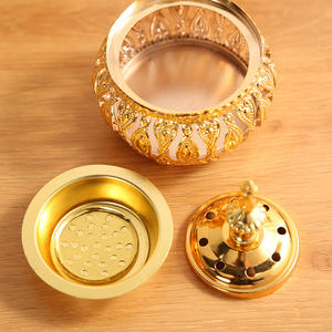Bruciatore di incenso in arabia pizzo metallo <span class=keywords><strong>oro</strong></span> piccolo porta incenso decorazione Ramadan bruciatore di incenso per l'arredamento della casa - Product Image 4