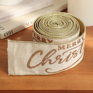 Rubans de Noël en velours de 6,3 cm, ruban de Noël en velours de luxe avec paillettes dorées, ruban Joyeux Noël pour l'arbre - Product Image 3