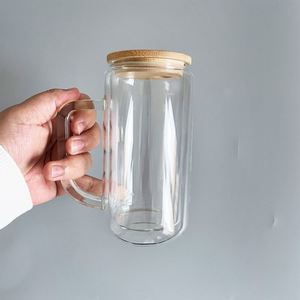 Custom Sublimation <b>Double</b> <b>Wall</b> Can With Handle 12Oz 15Oz 20Oz Pre Drilled Glass Snow Globe Tumbler <b>Mugs</b> - Product Image 3
