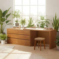 Coiffeuse avec miroir éclairé, style moderne et épuré, pour chambre à coucher, avec armoire de rangement à l'extrémité du lit, style chinois moderne, table de maquillage