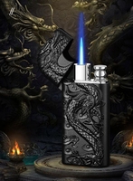 Allume-torche à double flamme Cool Dragon Design Magic avec outil de réglage de la flamme Briquets à flamme à jet coupe-vent (sans gaz butane)