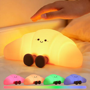Creative Croissant-Shaped Small Silicone Night Light Tap Control Bedroom & Desktop Atmosphere Decoration <b>Lamp</b> - Product Image 1