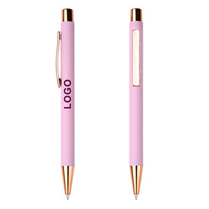 Nuevo Bolígrafo de Metal de Aluminio Color Oro Rosa con Logotipo Personalizado al por Mayor, con Recubrimiento de Goma Flexible de Lujo y Acabado Mate - Product Image 6