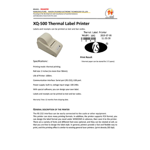 <span class=keywords><strong>Imprimante</strong></span> d'étiquettes thermiques en plastique HUAZHI XQ-500 avec une vitesse de 85 mm/s et une résolution de 203 DPI pour la balance électronique HUAZHI - Product Image 6