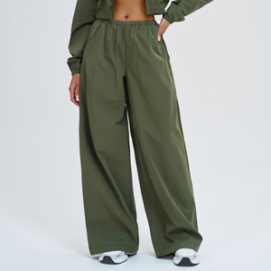 Abbigliamento da Palestra per Donne, <span class=keywords><strong>Pantaloni</strong></span> a Gamba Larga <span class=keywords><strong>con</strong></span> Vita Elastica Regolabile e <span class=keywords><strong>Tasche</strong></span> <span class=keywords><strong>Laterali</strong></span> per Corsa all'Aperto e Uso Quotidiano - Product Image 4