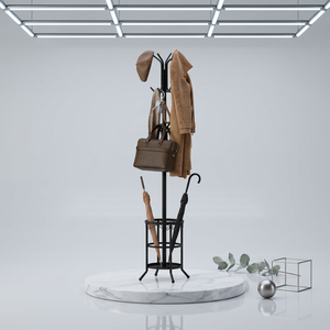 Porte-manteau et porte-chapeau d'entrée, support en métal pour vêtements et sacs, support organisateur pour manteaux et parapluies - Product Image 1