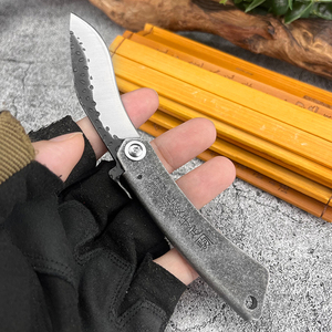 Coltello Tascabile Giapponese <span class=keywords><strong>Higonokami</strong></span>, Coltello Pieghevole con Lama in Acciaio Damascato e Manico in Rame, Coltelli da Sopravvivenza, Strumenti Tattici per Caccia e EDC - Product Image 3