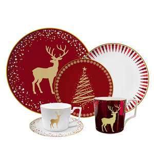 Ensemble de vaisselle en porcelaine fine Golden Rim <span class=keywords><strong>assiette</strong></span> à soupe de style vintage Design de luxe pour les mariages à la maison paquet de chargeurs de noël - Product Image 1