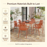 Tables et chaises de bar d'extérieur en aluminium sur mesure, meubles de jardin imperméables et résistants aux UV, ensembles de salle à manger pour villas et hôtels