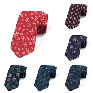 8cm Herren Krawatte 3D-Druck Rot blau Harajuku Mode Schneeflocke Weihnachten Krawatte Geschäfts- und Besprechungsshirt mit lässiger Krawatte Urlaubsgeschenk