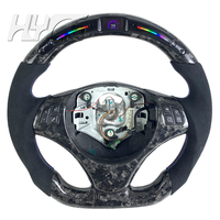 Volant de voiture en fibre de carbone forgée avec LED et cuir pour BMW E90 E91 E92 E93 E88 E82 E87 E36 M3