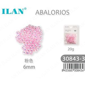 Perline Ilan Abalorios 6mm Rosa con Effetto AB 20g per Creazione di Gioielli - Product Image 1