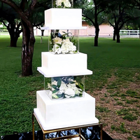 Support à gâteau transparent carré en acrylique, remplissable, à étages, pour mariage, anniversaire, banquet, décoration d'hôtel