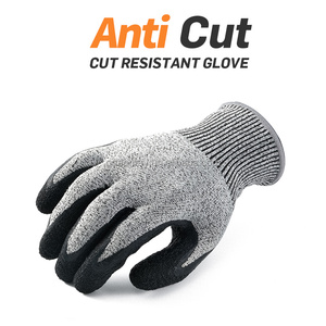Building Cut Proof Level 5 HPPE Safety <strong>Gloves</strong> Latex Coated <strong>Grip</strong> Protective Men's Hand <strong>Gloves</strong> Blue Grey Customizable - Product Image 4