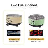 Barbecue à gaz portable moderne en acier avec brûleur unique, gril à charbon de bois rond en fonte de 11,6 pouces pour camping, camping-car, yacht