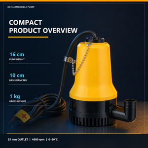ปั๊มน้ำแบบจุ่มใต้น้ำ QY 12V 24V DC 50W อัตราการไหล 4.5 ลูกบาศก์เมตร/ชั่วโมง ช่องจ่ายน้ำขนาด 25 มม. - Product Image 6