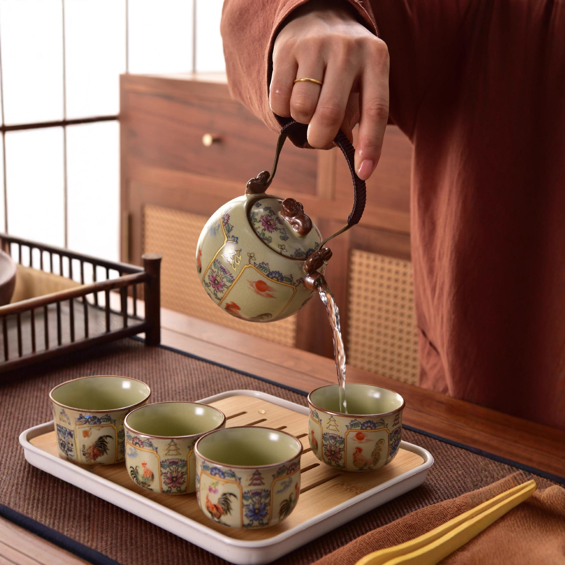 Cerámica Vajilla Marron Antigua Tea Set Vajilla China Antigua