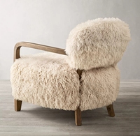 Canapé de Luxe Design pour Intérieur Extérieur, Meuble de Maison à Structure en Bois, Fauteuils de Salon en Fausse Peau de Mouton