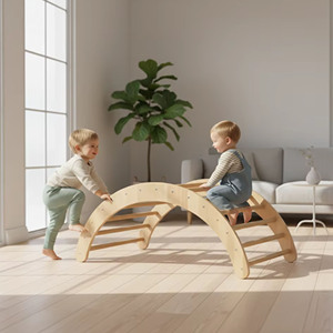 Structure d'escalade pliable pour bébé, jouets en bois, arche écologique, jungle intérieure pour 2-6 ans, arche d'escalade Montessori - Product Image 2