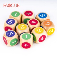 FACCUB Prix de gros usine Haute qualité Personnalisé Dés de jeu D6 en bois de 25 mm de grande taille Naturel vierge pour impression de numéros