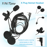2 Pin K Plug Kenwood Baofeng Puxing Headset helm PTT Mic Headset telepon untuk Walkie Talkie Handheld dua cara Radio untuk