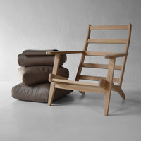 Chaise en bois de chêne massif de style campagnard nordique, avec assemblage à mortaise et tenon, pour balcon, salon, mobilier de maison, rembourrée en duvet d'oie