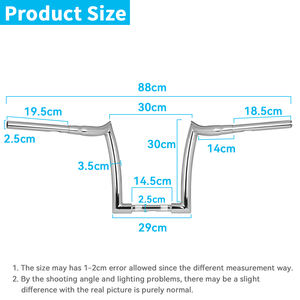 Stock Australien - Soldes - Guidons surélevés de 12 et 14 pouces pour motos <span class=keywords><strong>Harley</strong></span>-<span class=keywords><strong>Davidson</strong></span> 2013-2017 (12', 14', 16''). - Product Image 2