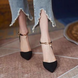 Giày cao gót nữ thời trang Hàn Quốc mù<span class=keywords><strong>a</strong></span> hè mới, kiểu Pháp, đính hạt, thoáng khí, mũi nhọn, quai mảnh, dành cho phụ nữ trưởng thành - Product Image 5