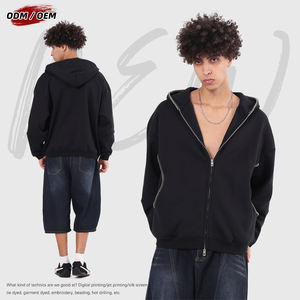 Chaqueta con Capucha y Cremallera para Hombre, Estilo Vintage, Invierno, 385 g/m², Forro Polar, Bordado con Puntada de Seguridad, Cremallera Frontal - Product Image 3