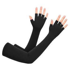Ice Silk Sun Protection Sleeves Long Five Finger Gloves Unisex Adult UV Protection Upf 50 Solid Color Sport Arm Covers - Product Image 1