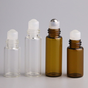 Hot bán hổ phách rỗng tinh dầu con Lăn chai 1ml 2ml 3ml 4ml 5ml Mini rõ ràng Nước hoa thủy tinh cuộn trên chai - Product Image 2
