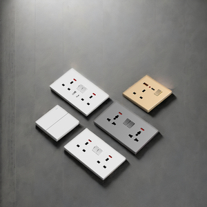Anh tiêu chuẩn 5 pin phổ tường ổ cắm chải tấm nhôm không thấm nước <span class=keywords><strong>250V</strong></span> tường chuyển đổi bền <span class=keywords><strong>16A</strong></span> công suất hiện tại - Product Image 3