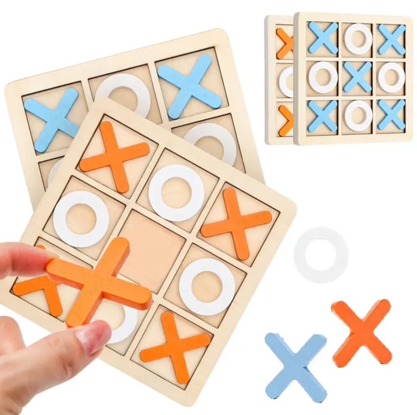 Монтессори деревянный Tac Toe, игра в шахматы, Интерактивная головоломка, Обучающие Развивающие игрушки для детей, подарок для детей