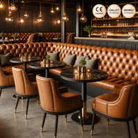 Ensemble de mobilier de restaurant Chesterfield moderne de luxe, banquette en cuir sur mesure pour projets de café, hôtel, bar, vente en gros