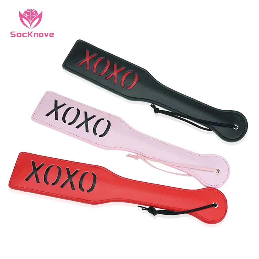 SacKnove produits érotiques pour adultes nouveauté Sexy XOXO mots cuir fessée préliminaires flirter Bondage Bdsm fessée pagaie pour jouets sexuels