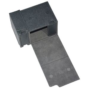 Boîte à cartes magnétique en cuir PU gris, grande taille, capacité de 100+ cartes de jeu, avec plateau à dés - Product Image 5