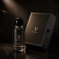 Flacon de parfum de luxe en verre noir avec logo personnalisé, flacon de parfum vide avec bouchon rond, boîte cadeau, emballage en gros