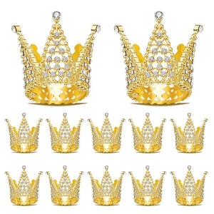 Tiara dorada barata, decoraciones para pasteles, pequeña corona barroca <span class=keywords><strong>de</strong></span> diamantes <span class=keywords><strong>de</strong></span> imitación para fiesta <span class=keywords><strong>de</strong></span> cumpleaños <span class=keywords><strong>de</strong></span> bebé, decoraciones para hornear y <span class=keywords><strong>flores</strong></span> - Product Image 1